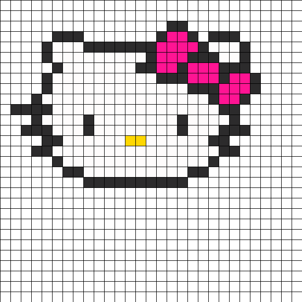Hello Kitty Head Perler Bead Pattern / Bead Sprite - Hello Kitty Head Pixel Art (609x609), Png Download