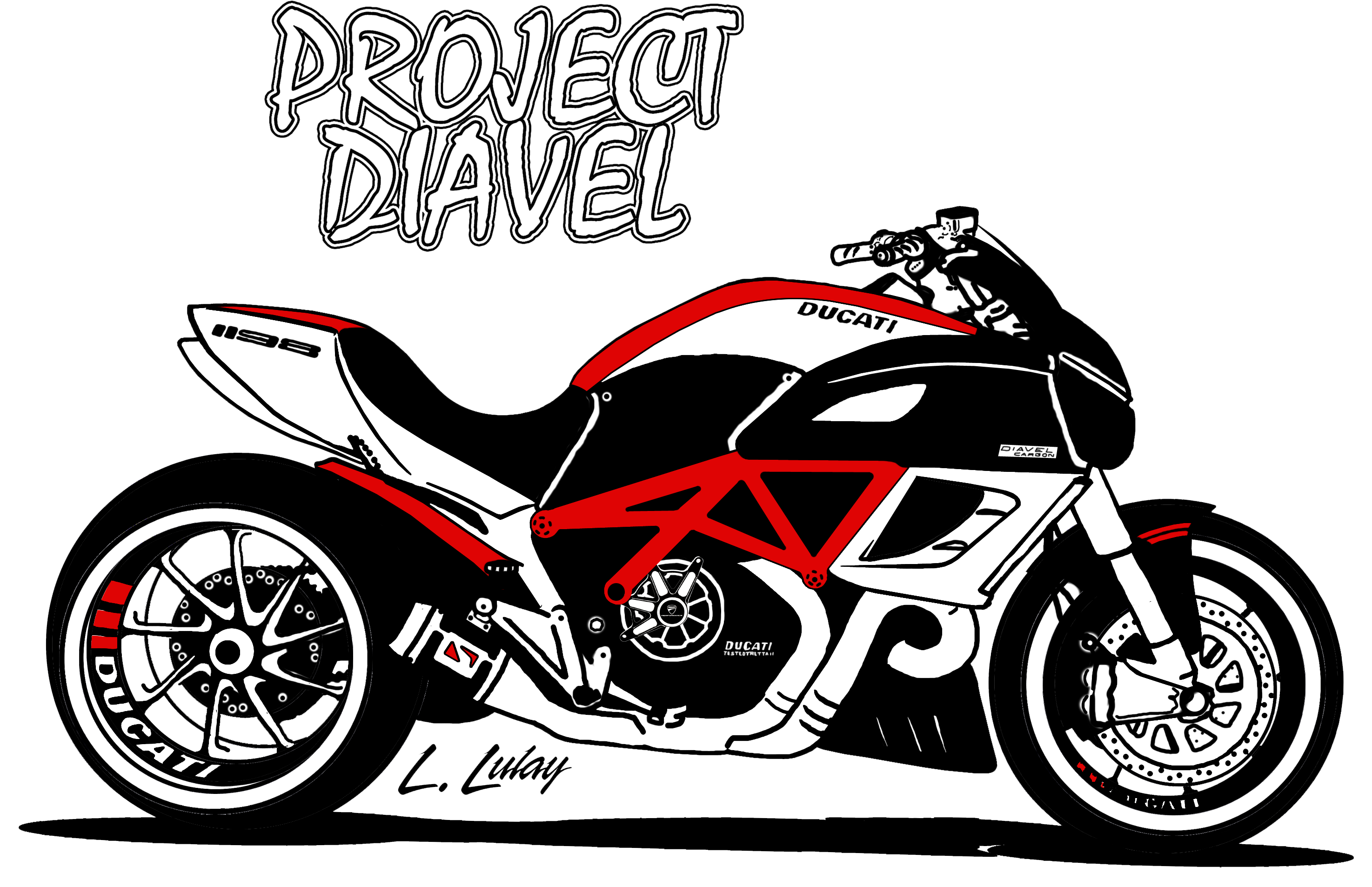Custom Artwork - Dibujos Ducati Monster 696 (3264x2016), Png Download