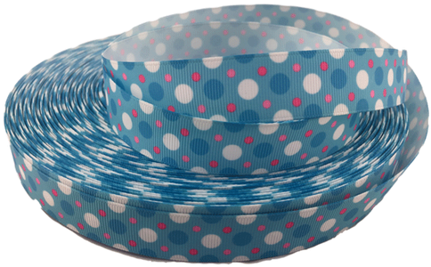 Blue And Pink Polka Dot Grosgrain Ribbons 7/8" - Polka Dot (500x500), Png Download