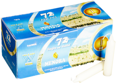 Menora Shabbat Candles 72 Ct - Shabbat (600x514), Png Download