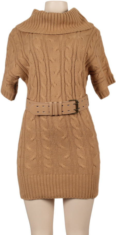 Forever 21 Boutique Belted Sweater Dress - Pencil Skirt (652x978), Png Download