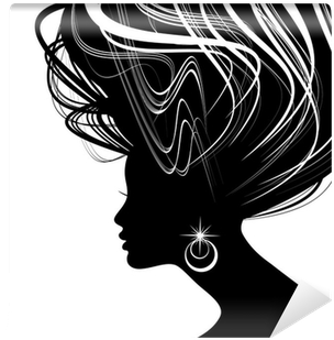 Woman Face Silhouette With Wavy Hair Wall Mural • Pixers® - Capelli Donna Sagoma Png (400x400), Png Download