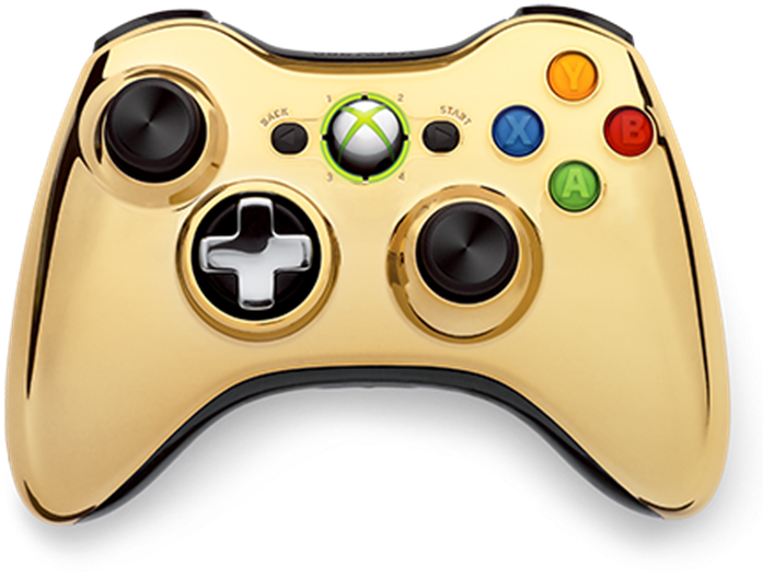 Xbox 360 Gold Controller - Gold Chrome Xbox 360 Controller (696x538), Png Download