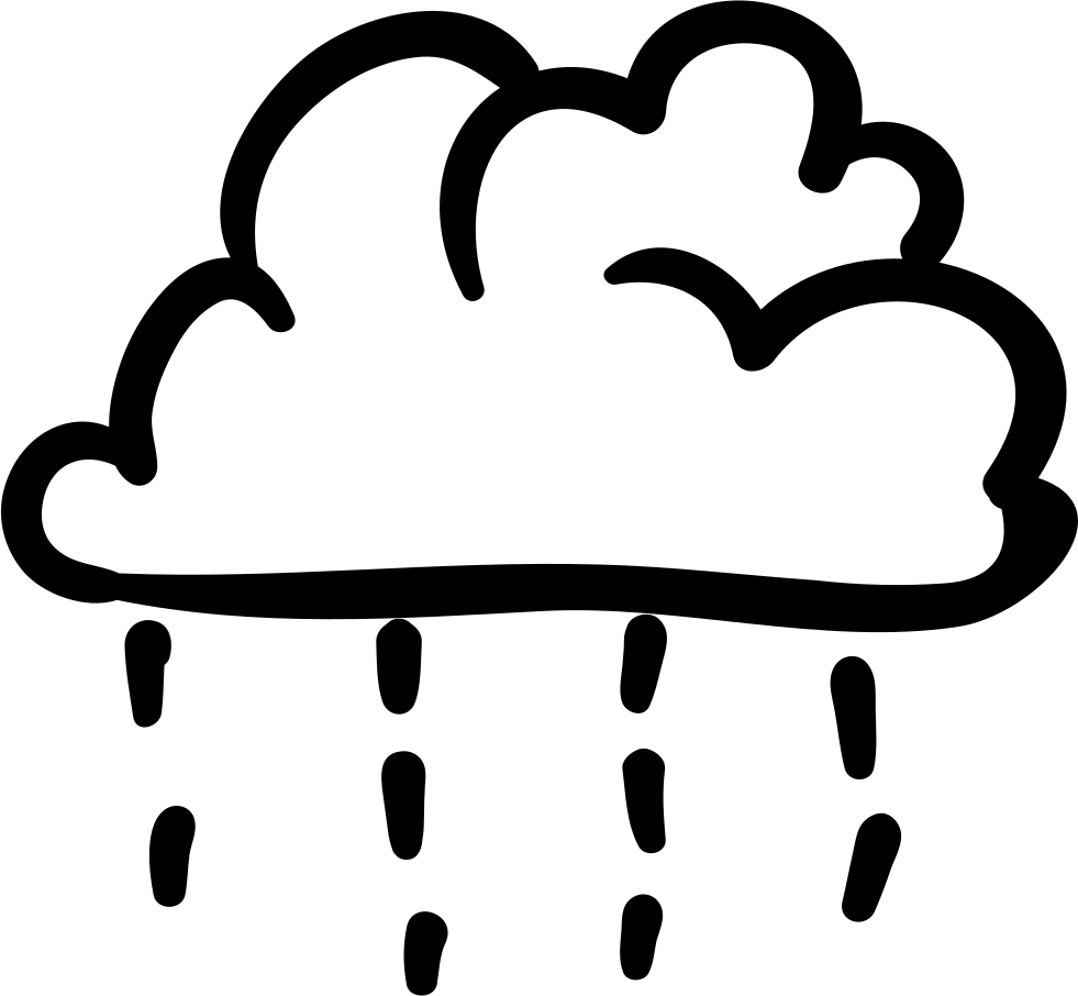 Cloud Of Rain With Raindrops Falling Handmade Symbol - Png Symbol Black And White Rain (981x906), Png Download