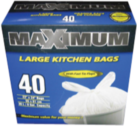 Garbage Bags Kitchen 22x24" 40/pkg - Maximum Sacs De Cuisine Blancs (850x850), Png Download