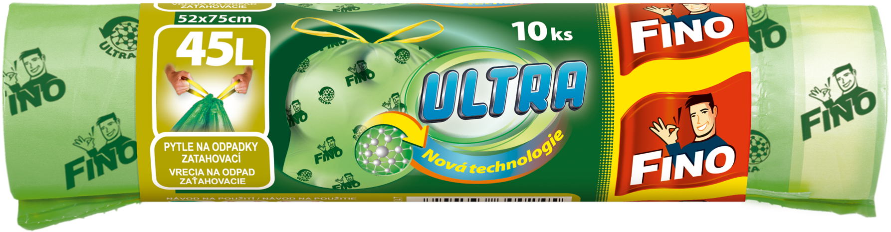 Bag It - - Fino Ultra Zatahovací Odpadkové Pytle, 45 L Zelené, (1992x722), Png Download