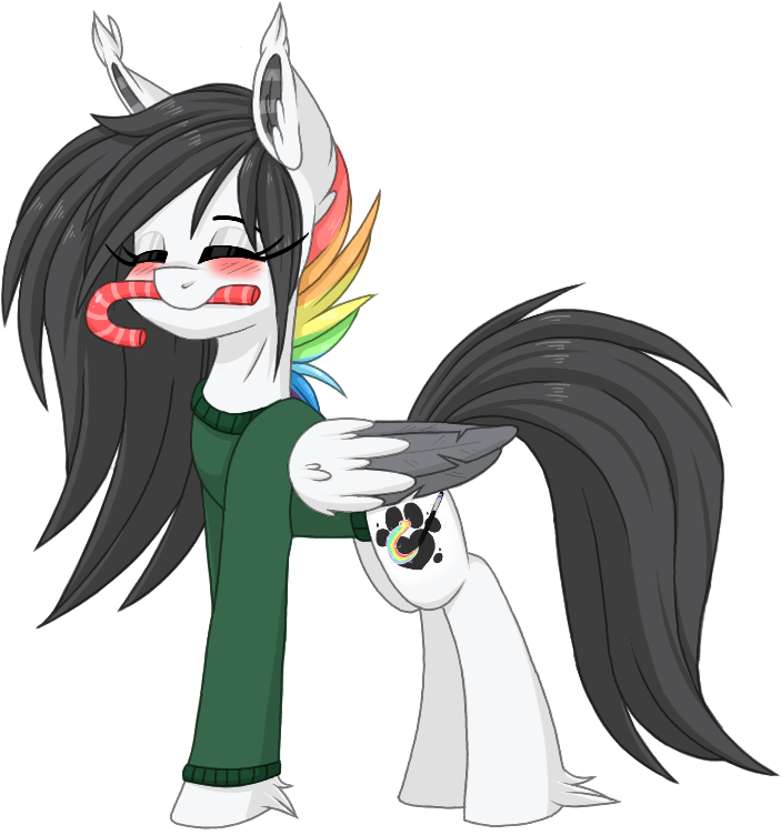Melodytheartpony, Blushing, Candy, Candy Cane, Christmas, - Cartoon (768x768), Png Download