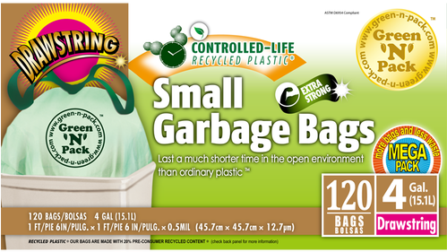 These Bags Come With Drawstring Closure That Make These - Green'n'pack 003210 180 Count 4-180 Small Garbage Bags, (498x498), Png Download