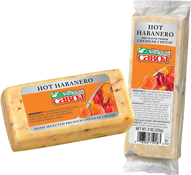 Hot Habanero Cheddar Cheese Deli Bar - Cabot Hot Habanero Cheddar Cheese - 8 Oz Block (500x500), Png Download