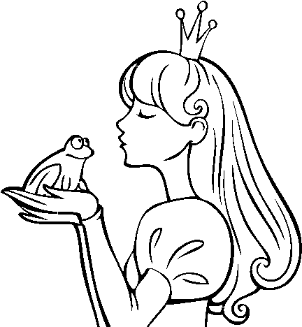 The Princess And The Frog Coloring Page - Princesa Y La Rana (600x470), Png Download