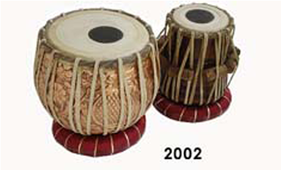 Code-2064 - Tabla - Maharaja Tabla Drum Set 3kg Floral Design Copper By (593x371), Png Download