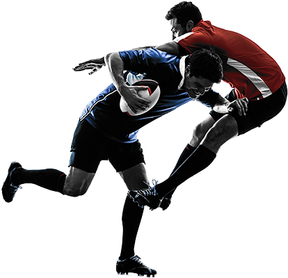 Neck Pain From Sports - Rugby Silhouette (442x505), Png Download