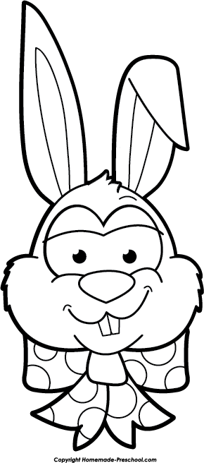 Bow Tie Clipart Easter - Easter Bunny Black And White Clipart (290x656), Png Download