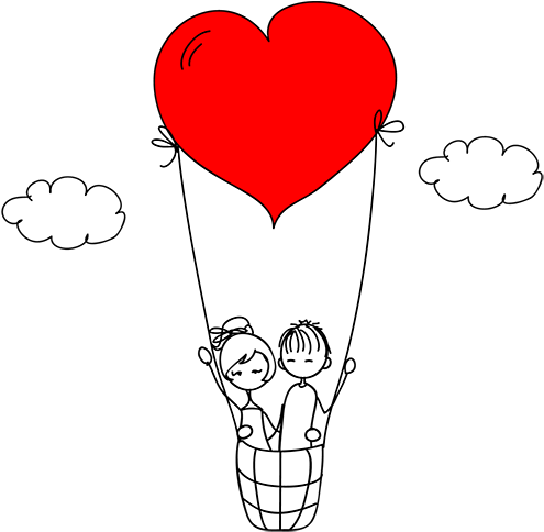 Share This Image - Casal Com Balao De Coração Png (500x515), Png Download