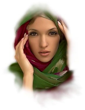 Green Scarf Face - Girl (350x400), Png Download