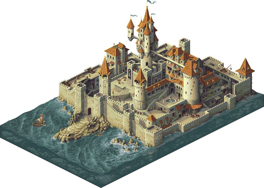 5 Kb, The Waterfalls At The Castle - Pixel Art Castle (918x655), Png Download