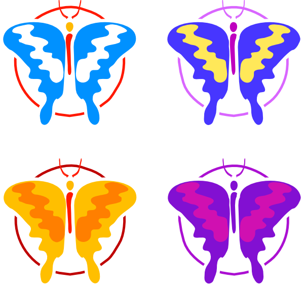 How To Set Use Four Butterflies Svg Vector (600x567), Png Download