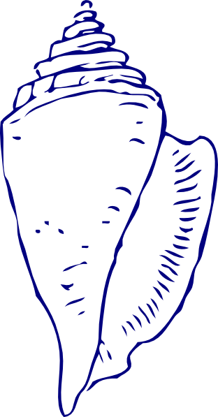 Blue Sea Shell Clip Art At Clker - Navy Blue Seashell Clipart (312x597), Png Download