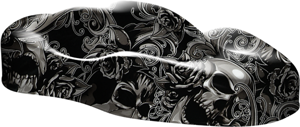 Skull And Filigree - Carving (612x268), Png Download