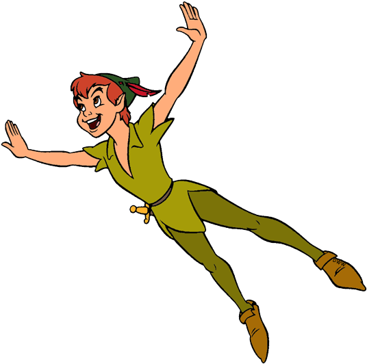 Peter Pan Flying Clipart - Disney Peter Pan Flying (550x545), Png Download