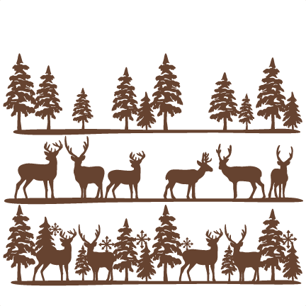 Download Download Deer Clipart Border Svg Deer And Tree Scene Full Size Png Image Pngkit