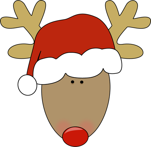 Reindeer Head With Santa Hat - Reindeer With Santa Hat (500x488), Png Download