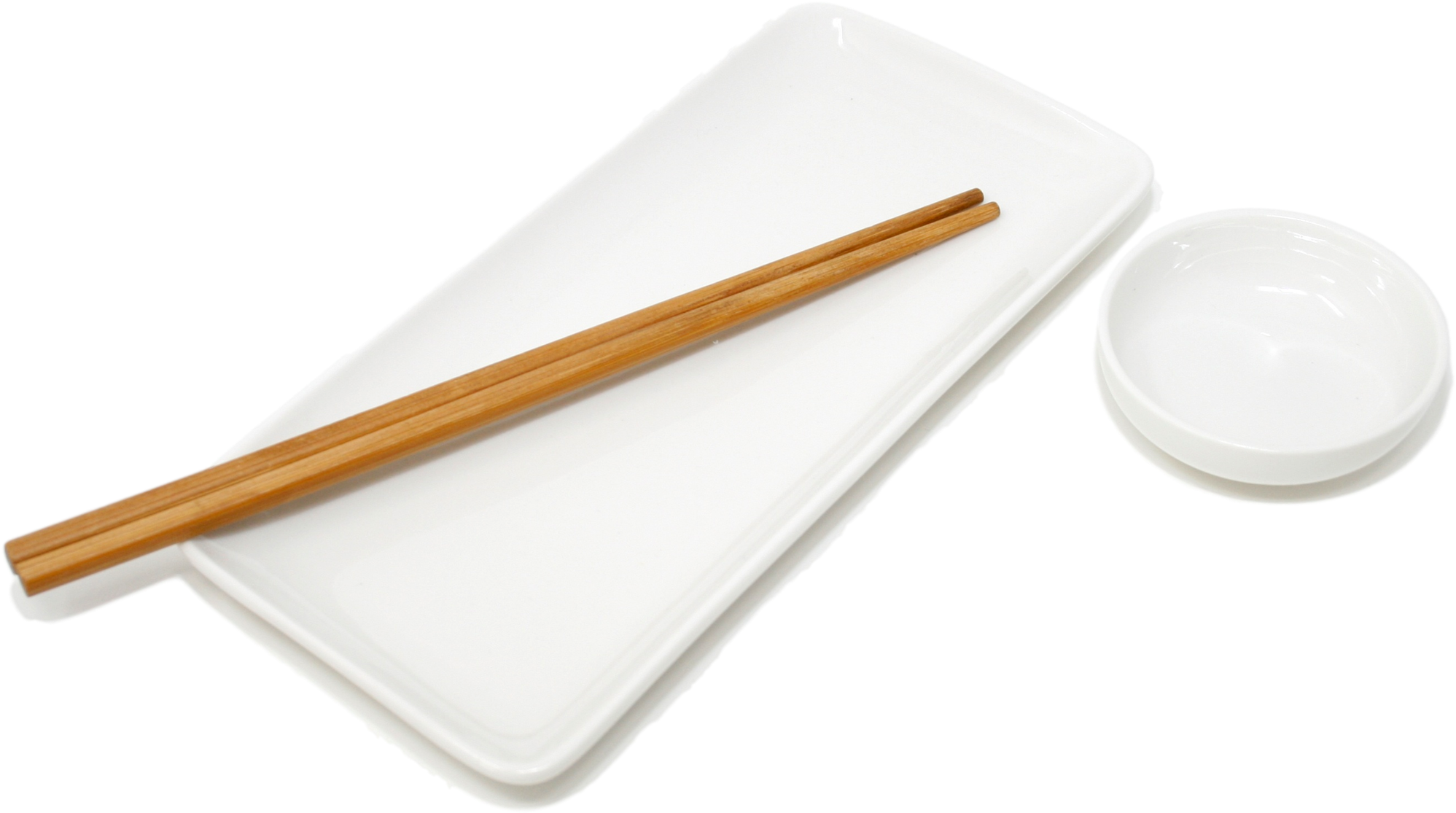 Sushi Plate, Soy Sauce Dish And Chopsticks - Sushi Plate, Soy Sauce Dish And Chopsticks - White (2048x1178), Png Download