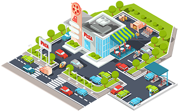 Vector Isometric Illustration Of A Modern Italian Fast - Fast Food (360x360), Png Download
