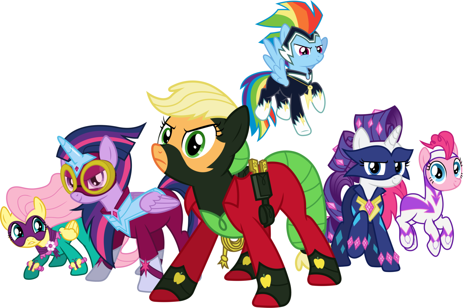 My Little Pony Clipart First - Mlp Mane 6 Power Ponies (1600x1065), Png Download