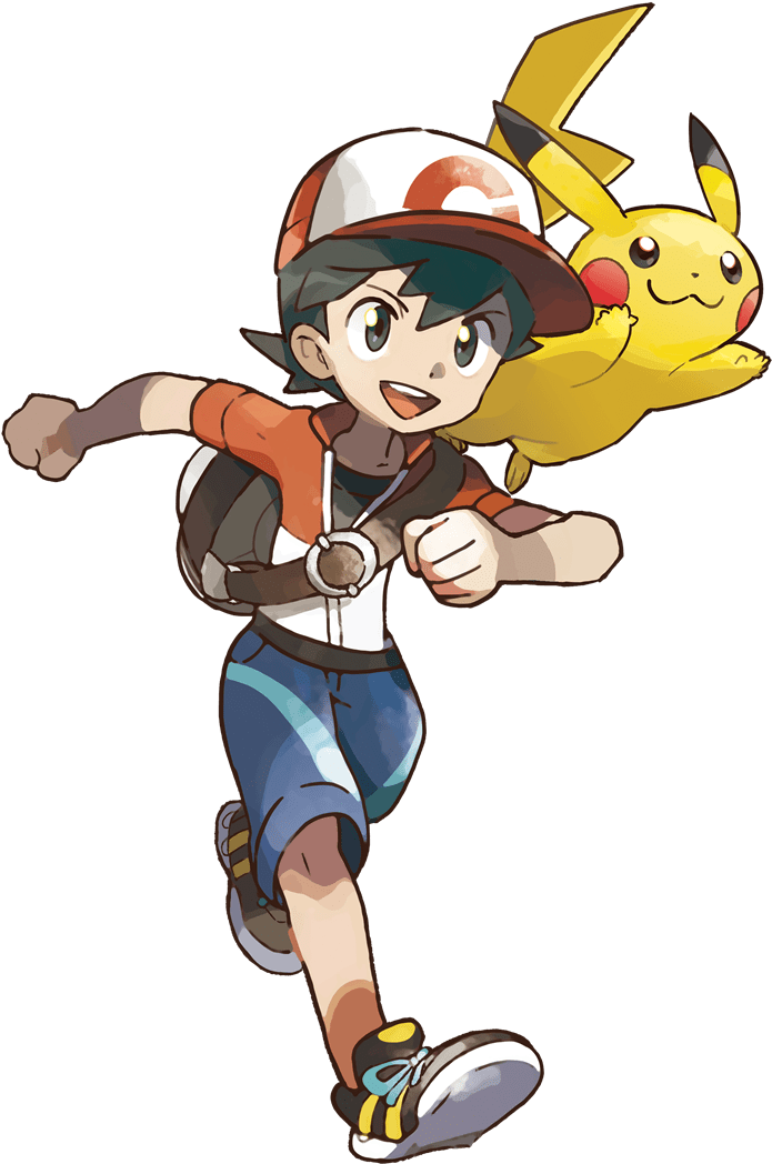 Official Artwork Of The Protagonists Of Pokemon Let's - Let's Go Pikachu Trainer (1024x1200), Png Download