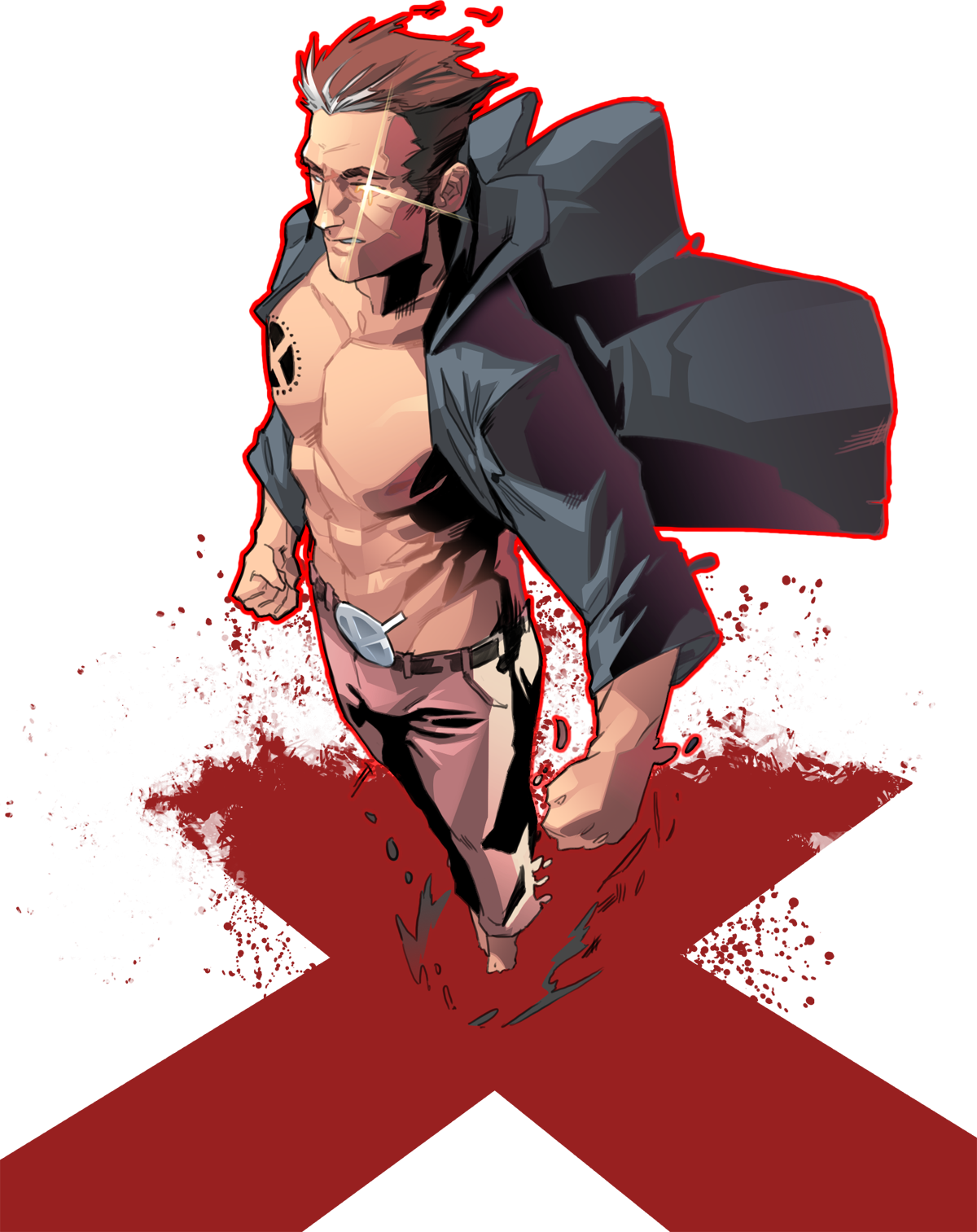 What's With Marvel And Having One Eye Glow - Nate Grey Marvel Art (1200x1513), Png Download
