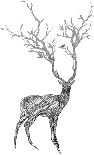 28 Collection Of Reindeer Drawing Tumblr - Society6 Blue Deer Iphone & Ipod Skin - Iphone (500x667), Png Download