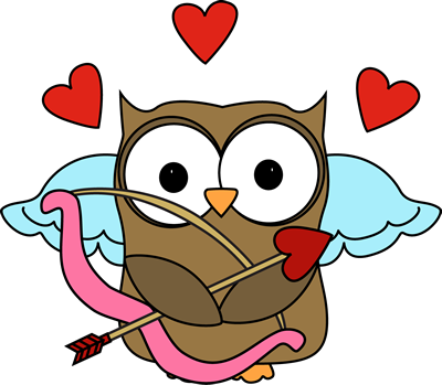 Owl Cupid Clip Art Valentine S Day - Owl Valentines Day Clipart (400x349), Png Download