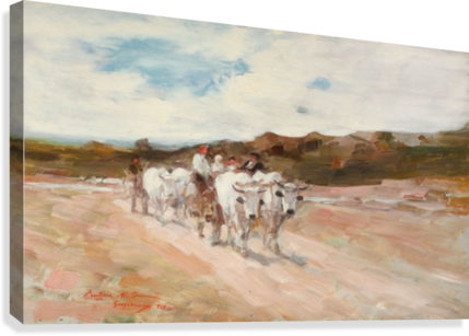Ox Carts At Noon Canvas Print - Nicolae Grigorescu Paintings (429x307), Png Download