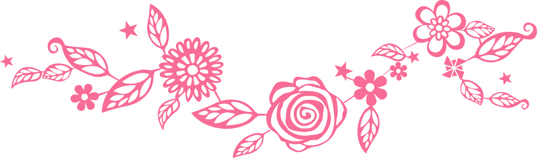 Pink Flower Vine Png - Pink Floral Vine Png (1844x545), Png Download