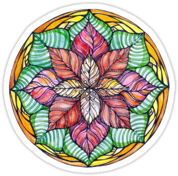 Drawing Mandala Watercolor - Floral Design (375x360), Png Download
