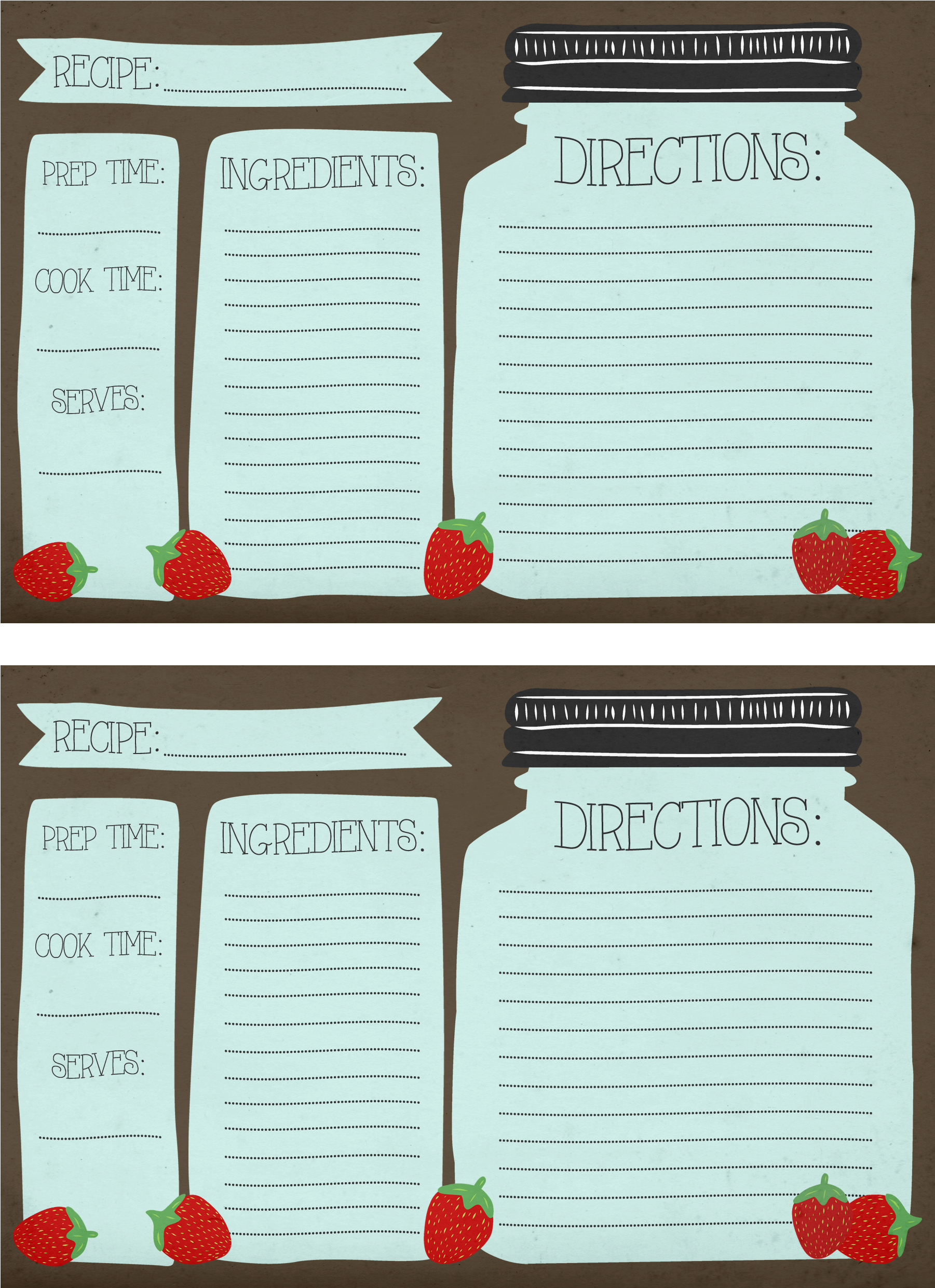 Mason Jar & Strawberry Recipes Cards - Jar (2400x3000), Png Download
