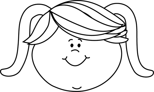 Black And White Happy Face Little Girl - Black And White Clip Art Sad Girl (530x316), Png Download