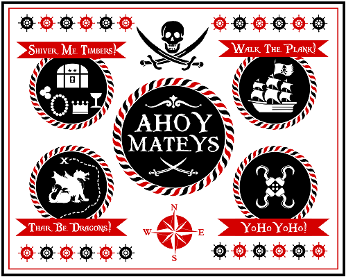 Red And White Striped Gift Tags With Pirate Theme - Free Pirate Printables (580x410), Png Download