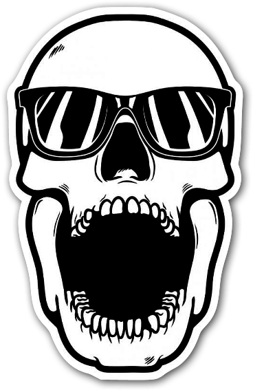 Shady Pete Sticker Skull - Caveira Oculos Png (397x600), Png Download