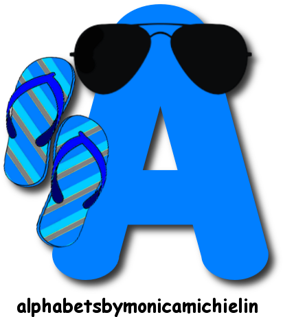 Download Chinelo Azul Com Óculos Escuros Alfabeto Png - Mobile