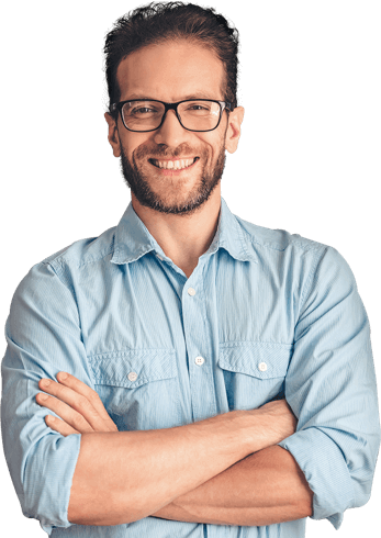 Homem De Óculos Sorrindo, Com Os Braços Cruzados - Homem Sorrindo Png (347x490), Png Download