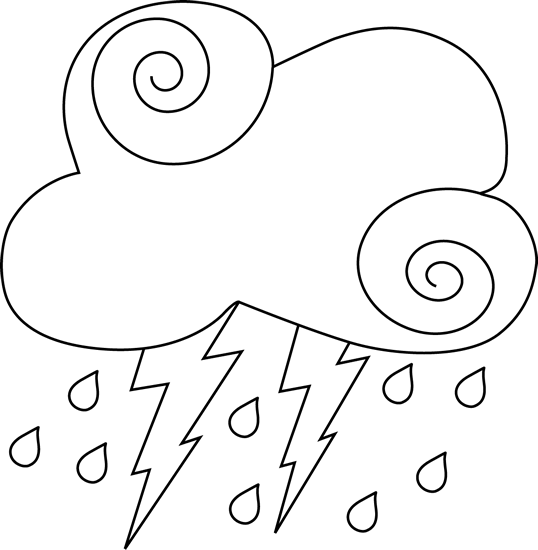 Cloud Black And White Cloud Clip Art Images - Black And White Clipart Thunderstorm (538x550), Png Download