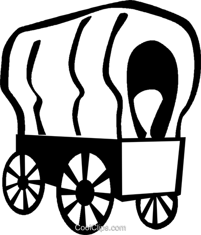 Covered Wagons Royalty Free Vector Clip Art Illustration - Planwagen Clipart (410x480), Png Download