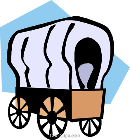 Covered Wagons Royalty Free Vector Clip Art Illustration - Planwagen Clipart (445x480), Png Download
