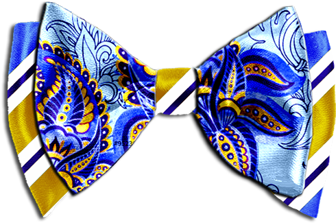 Custom Bow Ties Men Custom Designed Bow Tie Custom - Blue And Gold Bowtie (500x333), Png Download