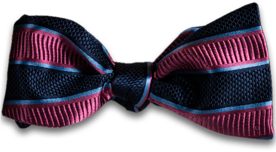 Navy Blue And Pink Striped Mogador Silk Self Tie Bow - Bow Tie (554x368), Png Download