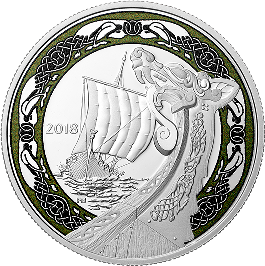 Pure Silver Coloured Coin - Viking Ships Coins (570x570), Png Download