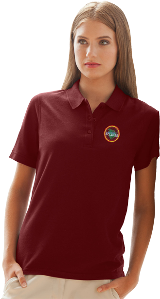 2101 Women's Soft-blend Pique Polo - Placement For Logo On Polo Women (416x624), Png Download