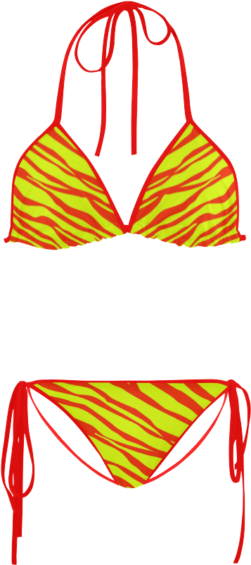 Cherry Red Sunshine Yellow Zebra Stripes Custom Bikini - Shar Pei Con Bikini (1000x1000), Png Download
